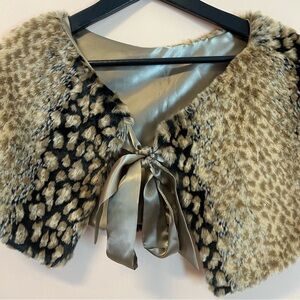 Leopard Print Faux Fur Cape